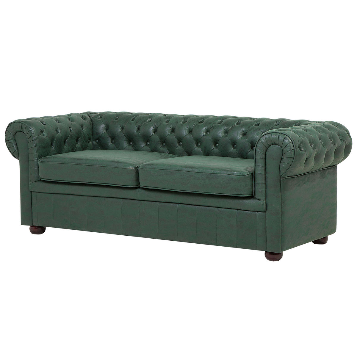 3-SEDEŽNI KAVČ umetno usnje zelena Chesterfield - zelena, tekstil (195/70/76cm) - Beliani