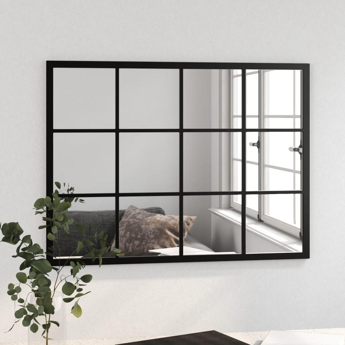 WANDSPIEGEL Schwarz 80/60 Cm Metall - Schwarz, Metall (60/1.6/80cm) - vidaXL