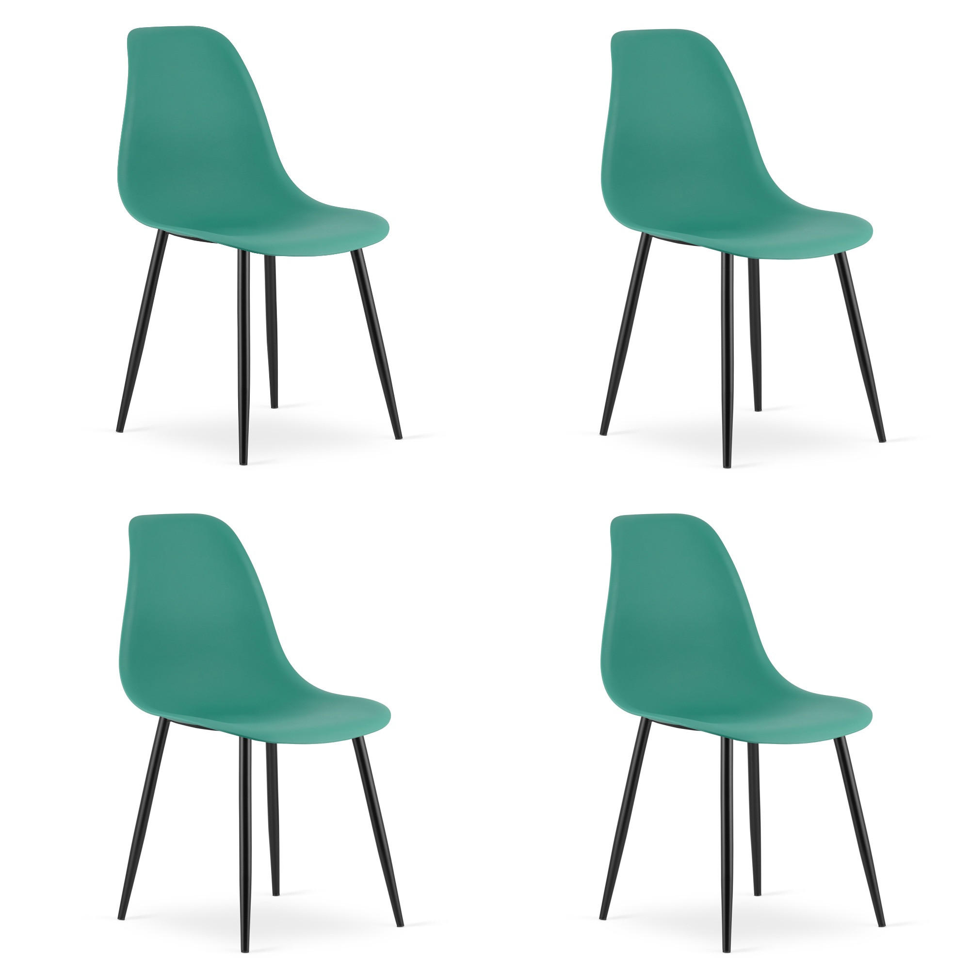 ESSZIMMERSTUHL 4-er Set KALEO grüner Sitz, schwarze Beine - Schwarz/Grün, Kunststoff (46/84/51cm) - Valora
