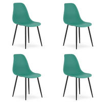 ESSZIMMERSTUHL 4-er Set KALEO grüner Sitz, schwarze Beine - Schwarz/Grün, Kunststoff (46/84/51cm) - Valora