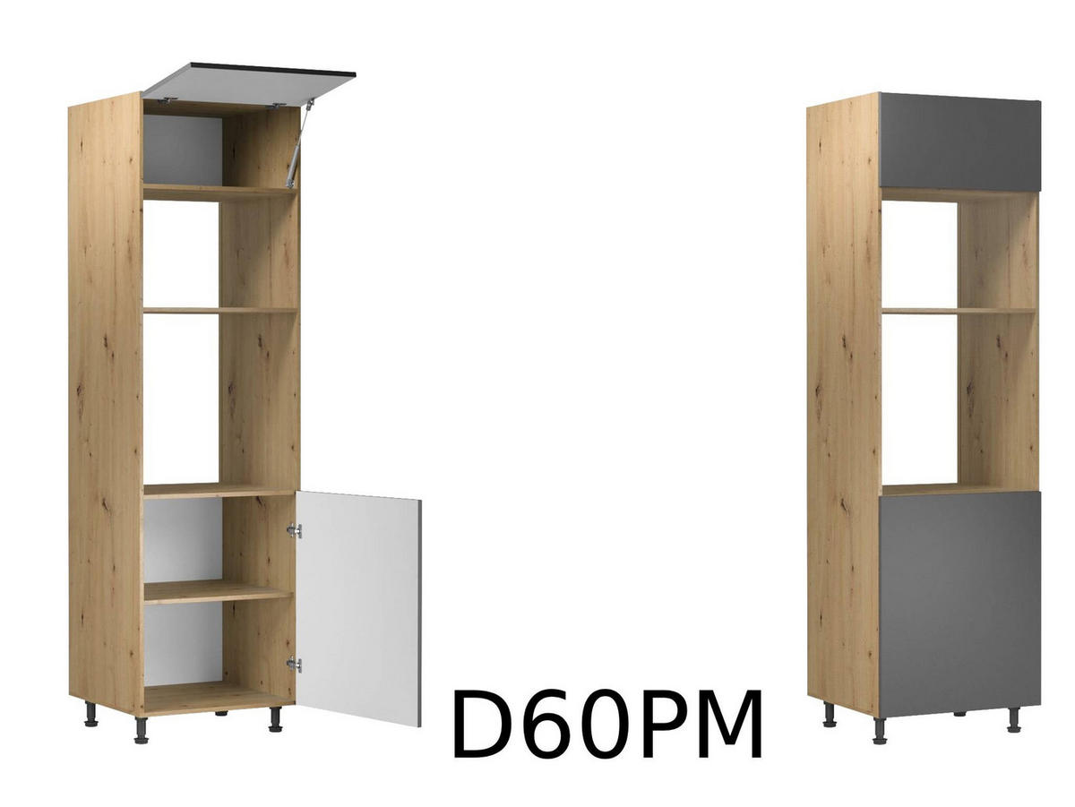 KÜCHENZEILE 360 - Langen KL3-M360 in Grau/Matt - Schwarz/Grau, Holz (360/248/58cm)
