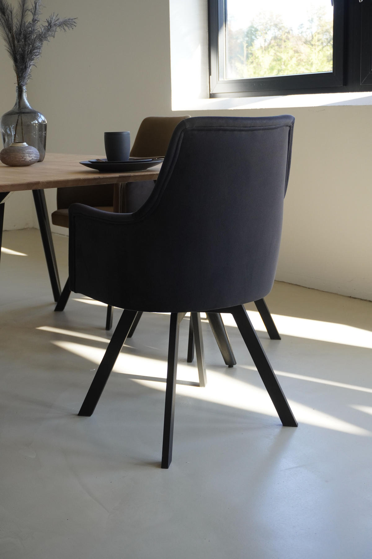 ARMLEHNENSTUHL Sello anthrazit mit T-Fuß drehbar - Anthrazit/Schwarz, Textil/Metall (55/90/58cm) - INKA furniture