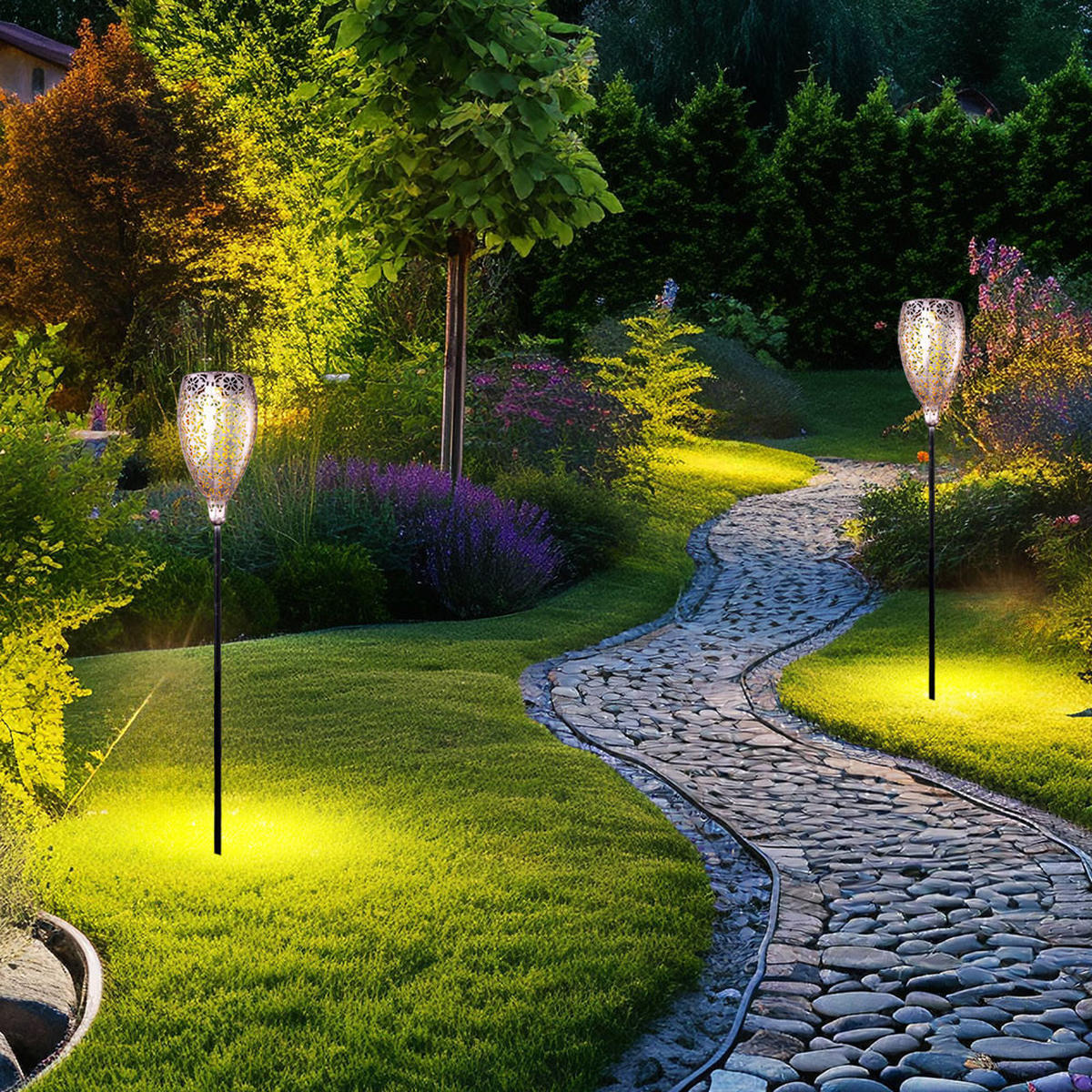LED AUSSENLEUCHTE Solar Grau Gold - Grau, Metall (11/11/90cm) - Globo Lighting