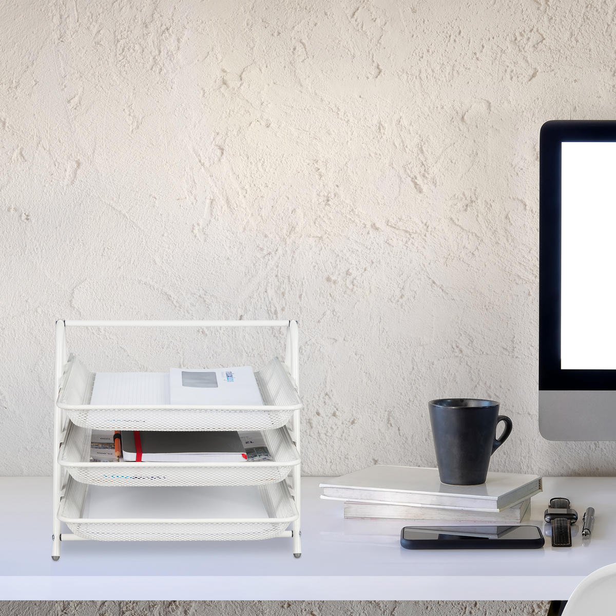 UKLADANIE dokumentov - biela, kov (29.5/26.5/35.5cm) - Relaxdays