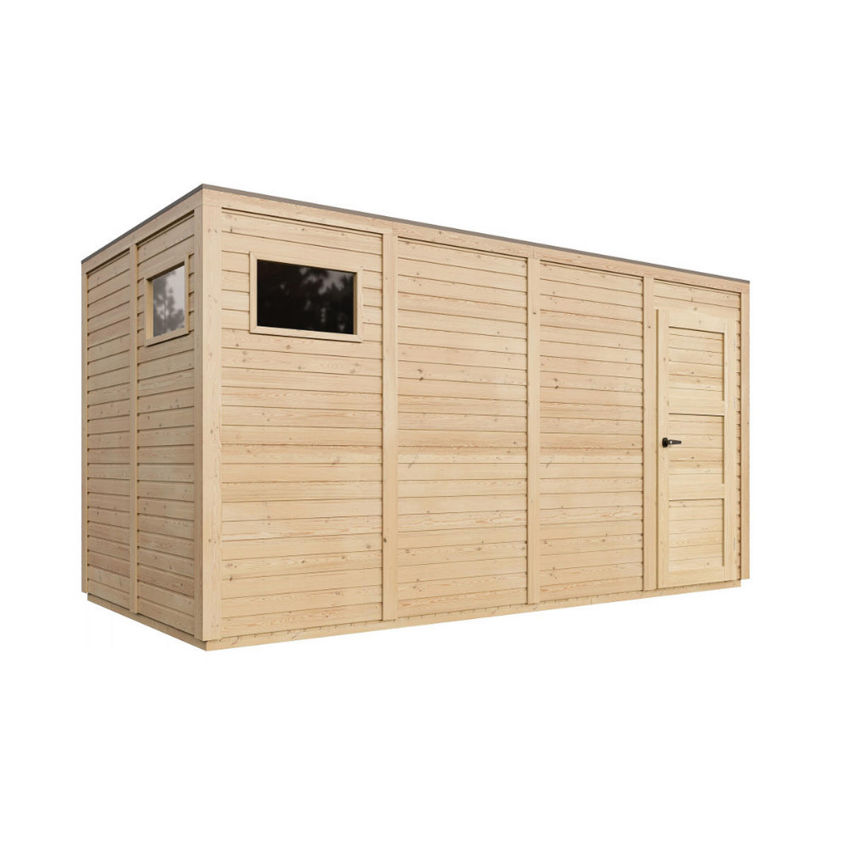 GARTENHAUS Holz 8,16 m², 404/216/202 cm, mit imprägniertem Boden, M327F2+M327G - Beige, Holz (404/216/202cm) - Timbela