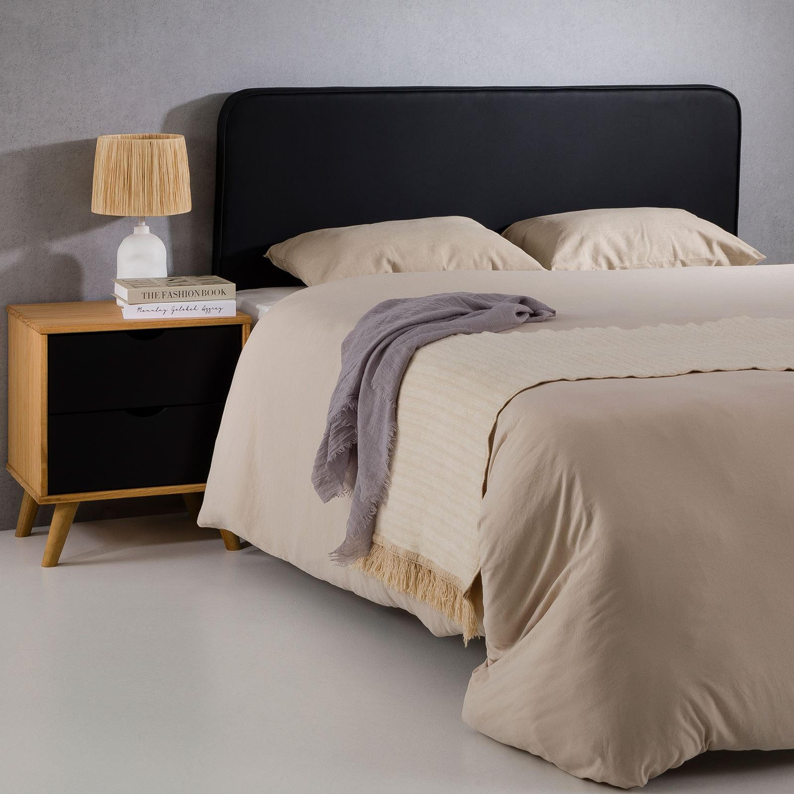 KOPFTEIL NAOFE 120X190 CM - Schwarz, Textil (120/68/6cm) - IDIMEX