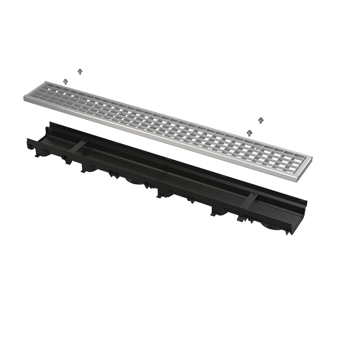 ENTWÄSSERUNGSRINNE 60 mm mit Kunststoffrand und Rost verzinkt B125 - Schwarz, Metall (13.7/6/101cm) - Alcadrain
