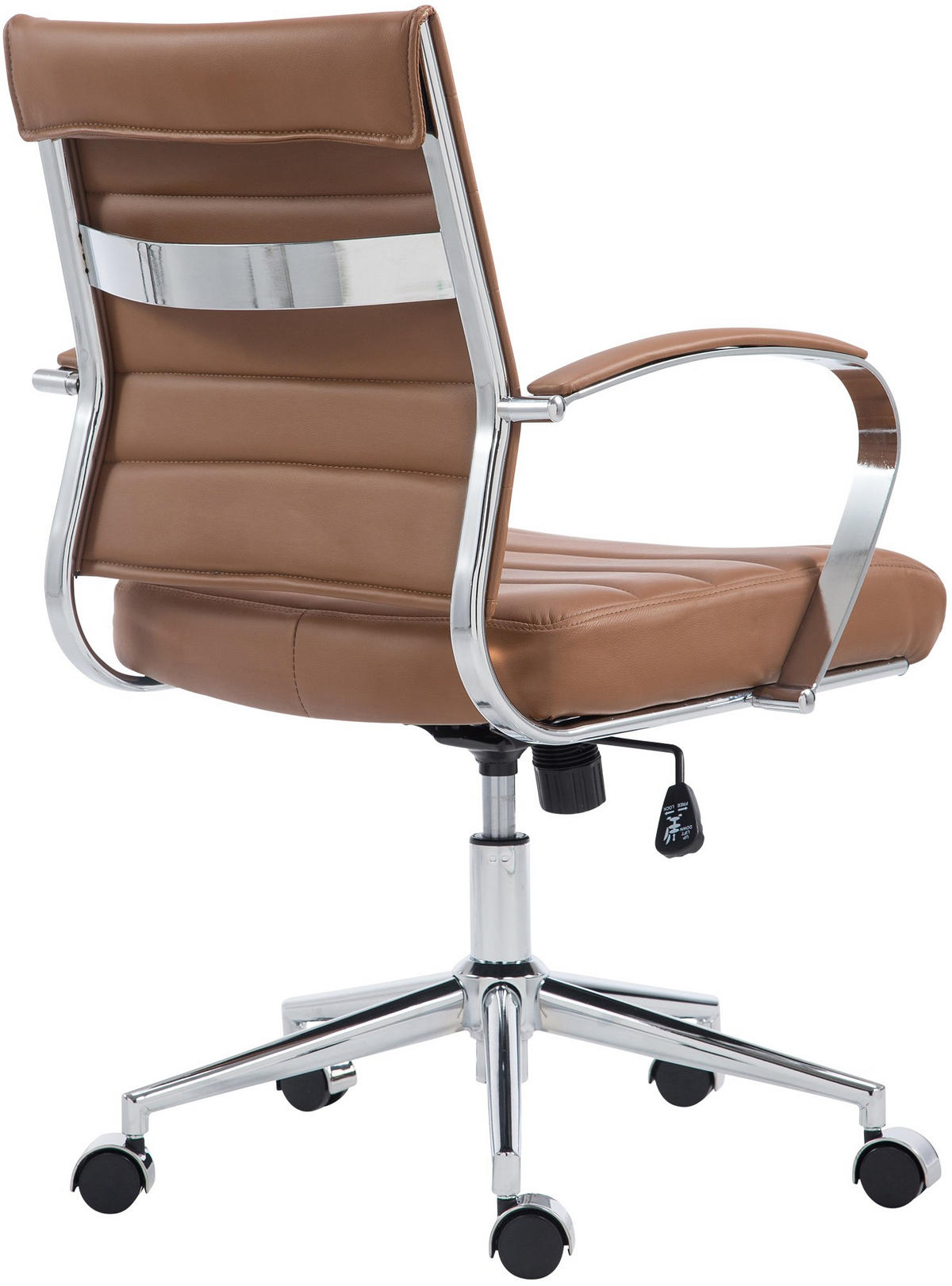 DREHSTUHL Lederlook Hellbraun - Chromfarben/Hellbraun, Leder/Textil (57/90/62cm) - CLP