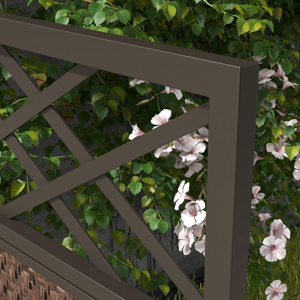 PARAVANT, PE-Rattan, Stahl, Braun - Braun, Metall (33/181/148cm) - Outsunny