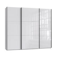 SCHWEBETÜRENSCHRANK 3-türig B250/H216/T65 cm in Weiß mit Glasfront inkl. Vollausstattung / 22030 - Schwarz/Weiß, Holzwerkstoff/Metall (250/216/65cm) - luma-home