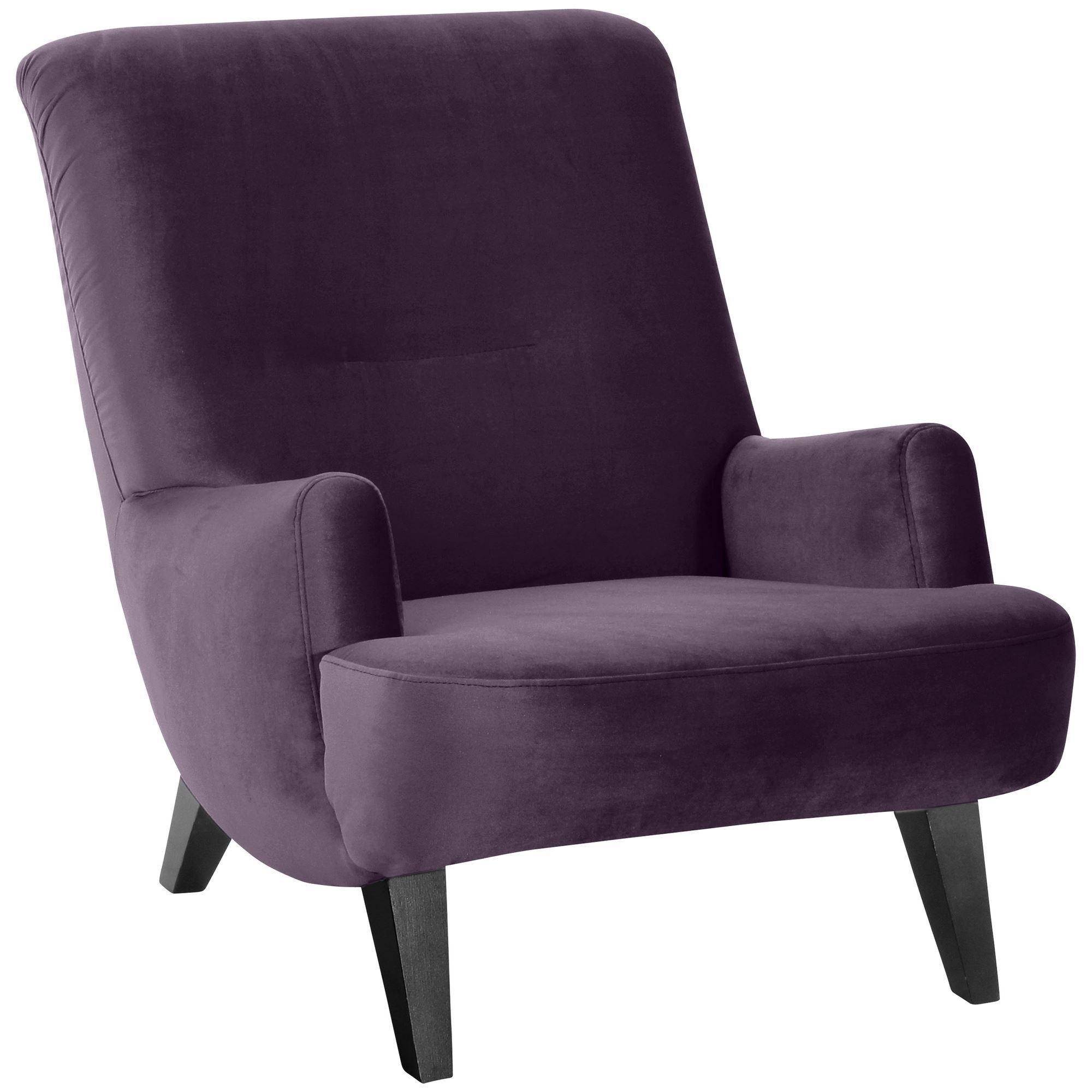 SESSEL Kajsa 71x80x101 Bezug Samtvelours Buche schwarz/purple - Violett/Schwarz, Kunststoff (101/80/71cm) - 58aufmkessel