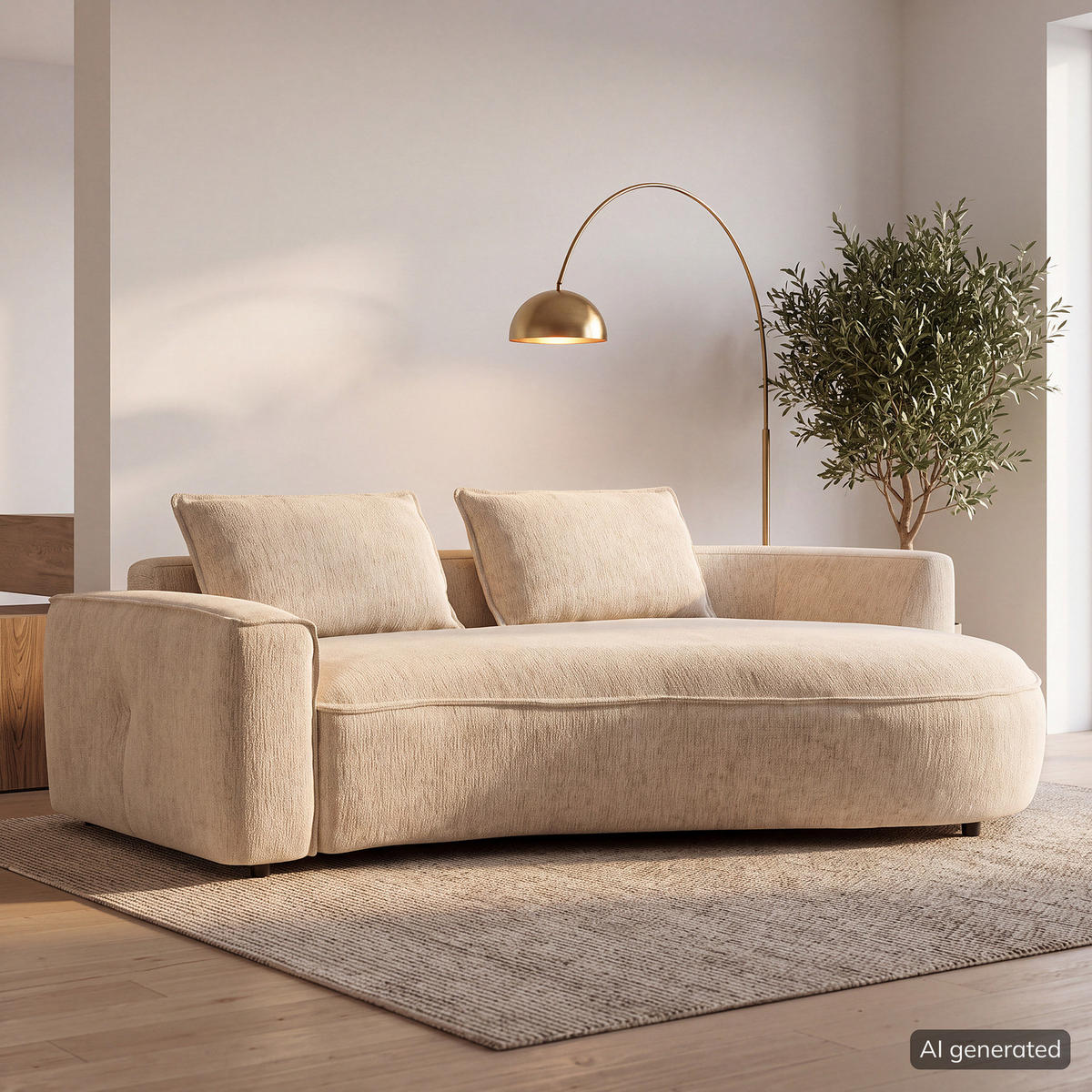 2,5-SITZER SOFA - Champagner/Schwarz, Kunststoff/Textil (217/82/146cm) - home24