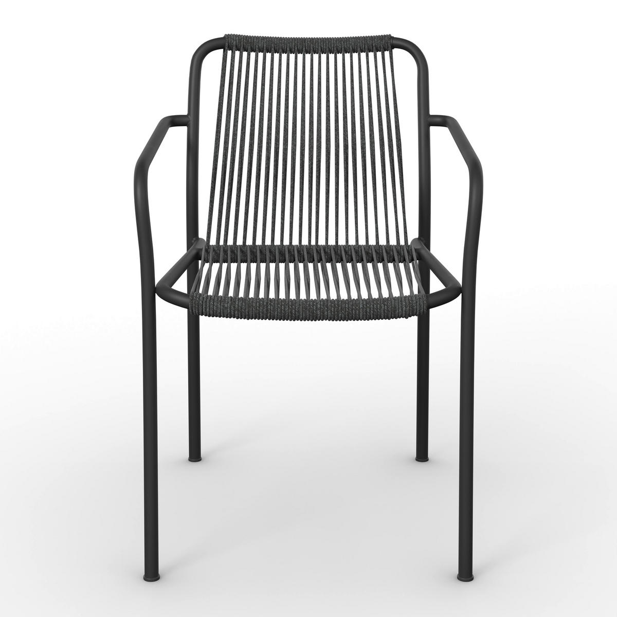 GARTENSESSEL-SET Nardo 2-er Dunkelgrau aus Te/til/Metall - Dunkelgrau, Metall (1/82/58cm)