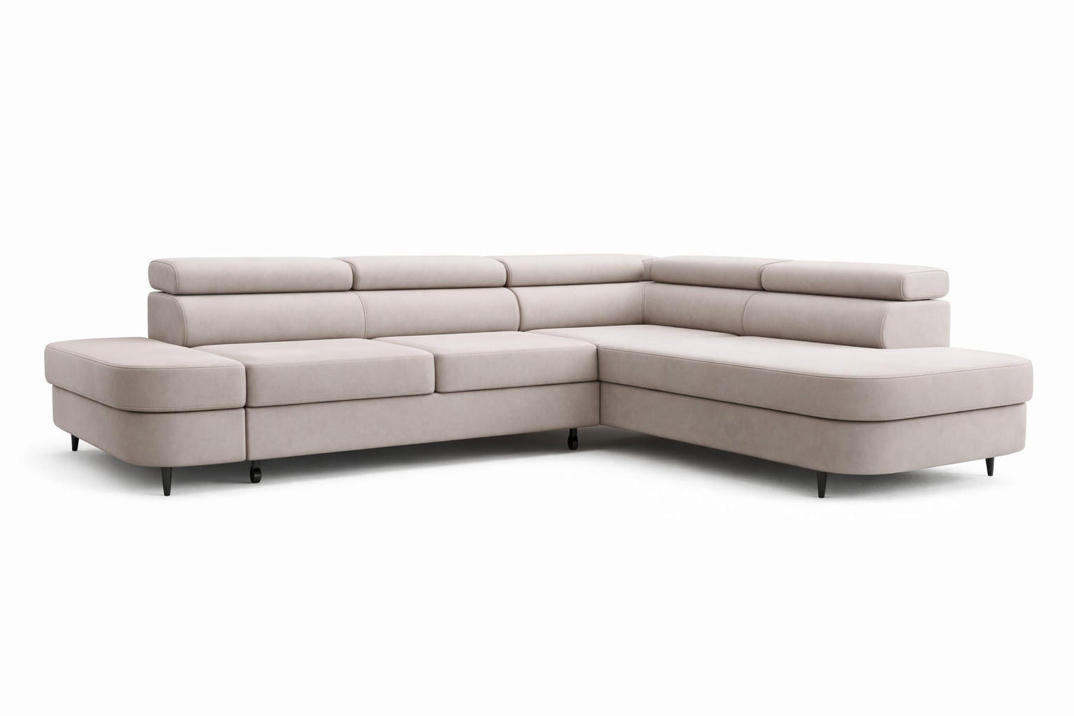 ECKSOFA Priam L-Form mit Schlaffunktion und Stauraum Modern Form Beige - Beige, Holz/Textil (275/203cm) - Muffo
