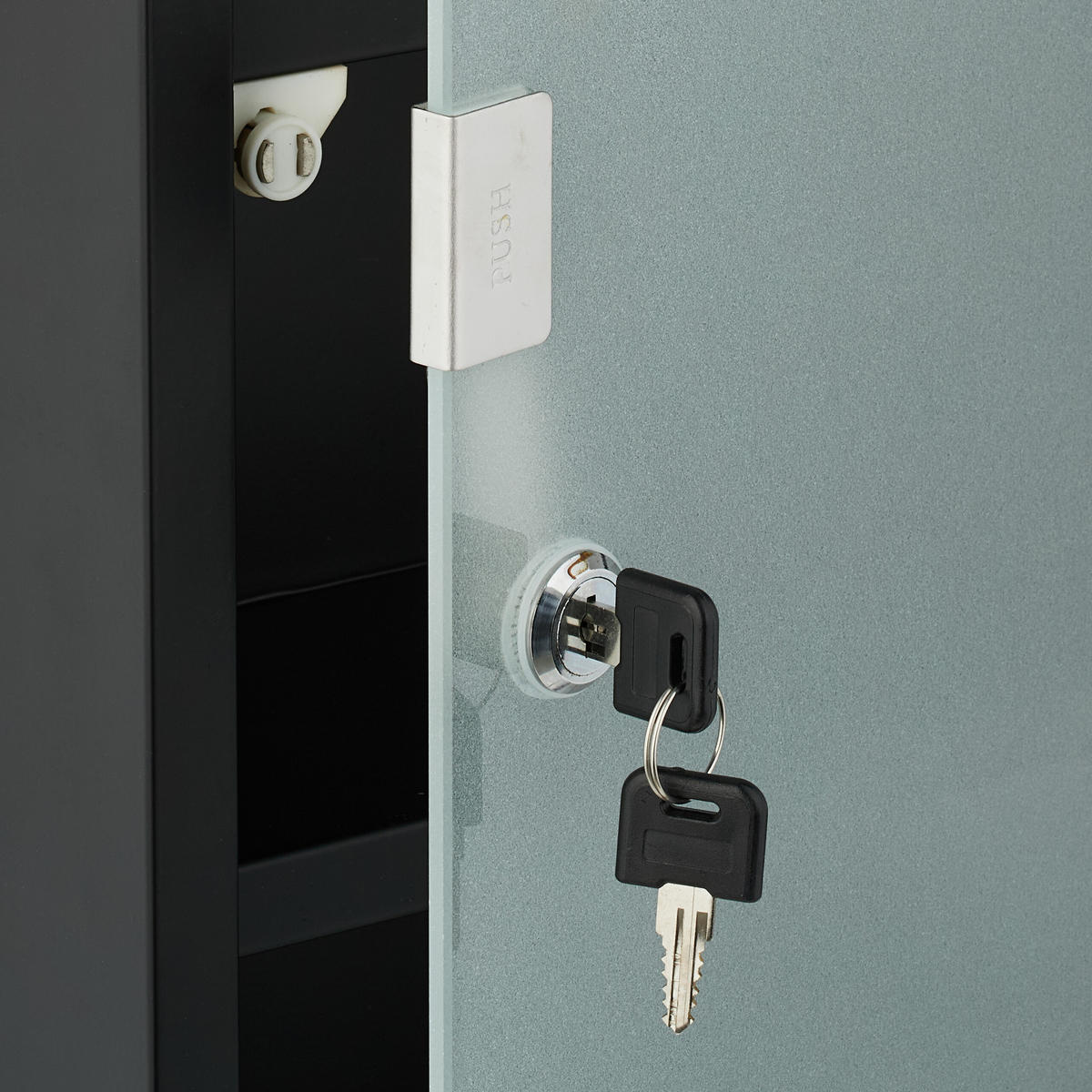 MEDIZINSCHRANK - Schwarz, Glas/Metall (27/57/12cm) - Relaxdays