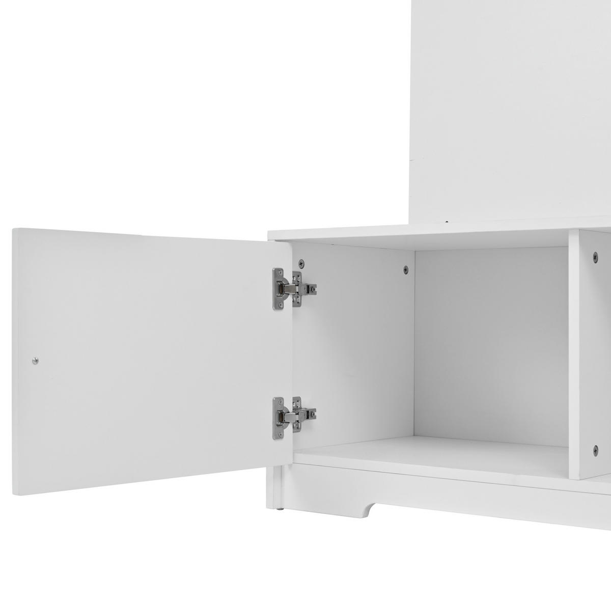 GARDEROBE mit Spiegel 100 x 40 x 180 cm MDF White - Weiß, Holzwerkstoff (40/180/100cm) - Beauniv