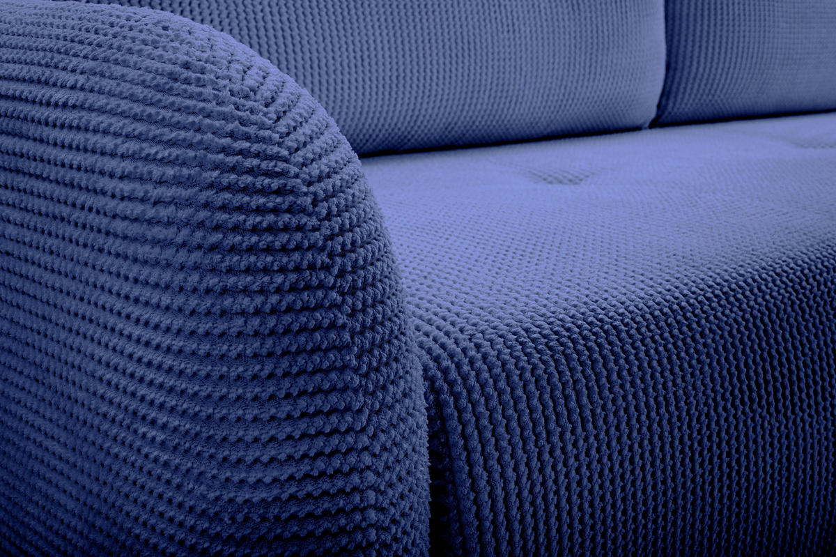 BETTSOFA VIVO Blau Geflochtener Stoff mit Schlaffunktion - Blau, Holz (230/95/102cm) - MASSENO