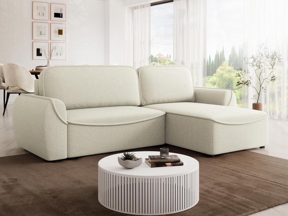 ECKSOFA Loom - Creme/Schwarz, Holz/Kunststoff (261/175cm) - MIRJAN24