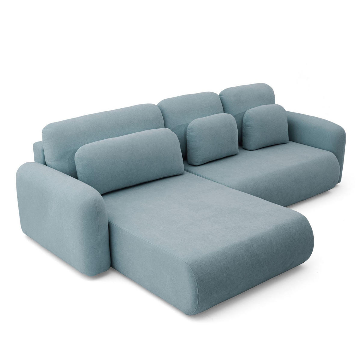 ECKSOFA NEST L Universal mit Schlaffunktion 157x240 Webstoff Blaugrau - Blaugrau/Schwarz, Holz/Textil (280/187cm) - Muffo