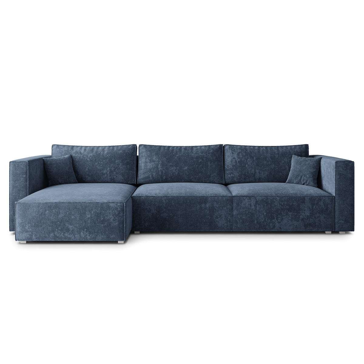 ECKSOFA TOLMO LM Blau Chenille mit Schlaffunktion - Blau, Holzwerkstoff/Textil (347/148cm) - MASSENO