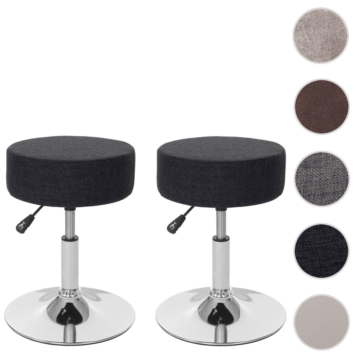 HOCKER Anthrazit 2er-Set - Anthrazit, Textil (35/55/35cm) - MCW