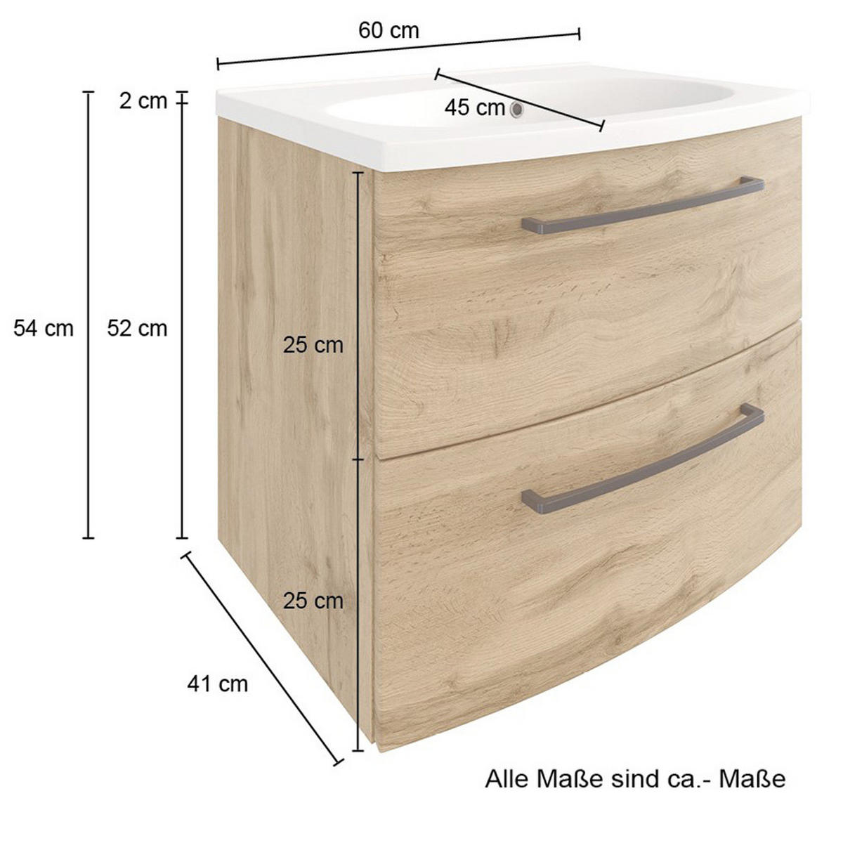 WASCHTISCH Morisson-03 - Braun, Holzwerkstoff (60/54/45cm) - Lomado