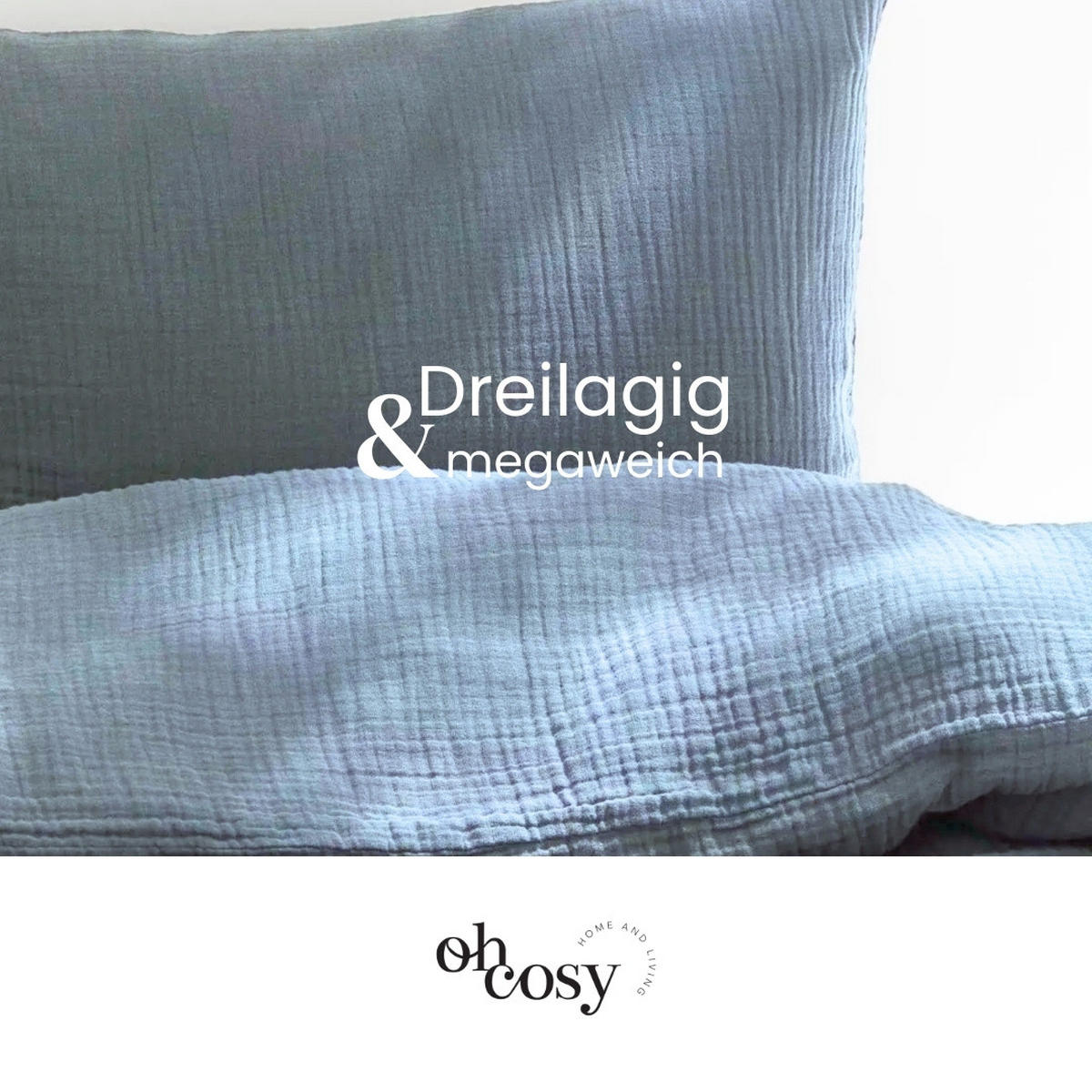 BETTWÄSCHESET Sally - Musselin - 2-teilig -135x200cm - Helblau - Hellblau, Textil (135/200cm)
