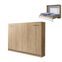 SCHRANKBETT Wandklappbett horizontal HB 140x200 - Eiche Sonoma - Eichefarben, Holzwerkstoff (140/200cm) - QMM TraumMöbel