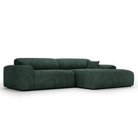 ECKSOFA mit Longchair - Cord - Schwarz/Grün, Kunststoff/Textil (284/178cm) - home24