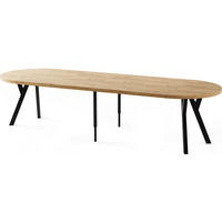 ESSTISCH Twixy XXL groß rund oval ausziehbar, Eiche Hell Braun 100-300/100/76 cm - Eiche Wotan/Schwarz, Holz/Holzwerkstoff (100/300/76cm) - WFL GROUP
