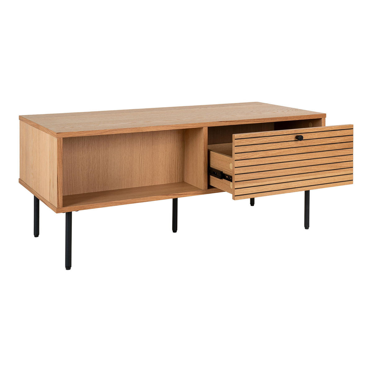 COUCHTISCH Kyoto mit Schubladen - Naturfarben, Holz (100/100/45cm) - tinkaro