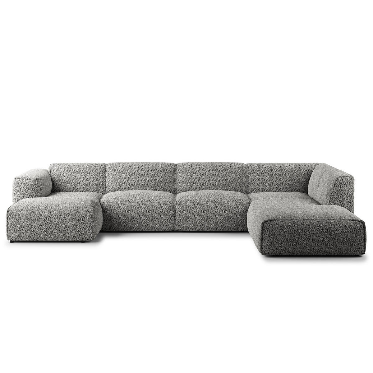 WOHNLANDSCHAFT mit Longchair - Schwarz/Grau, Kunststoff/Textil (325/71/235cm) - home24