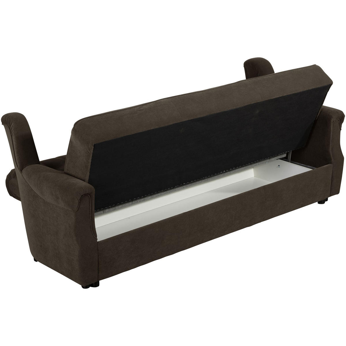 SOFA 3-Sitzer mit Bettfunktion Kaylyn Flockstoff braun - Braun, Kunststoff (83/89/207cm) - 58aufmkessel