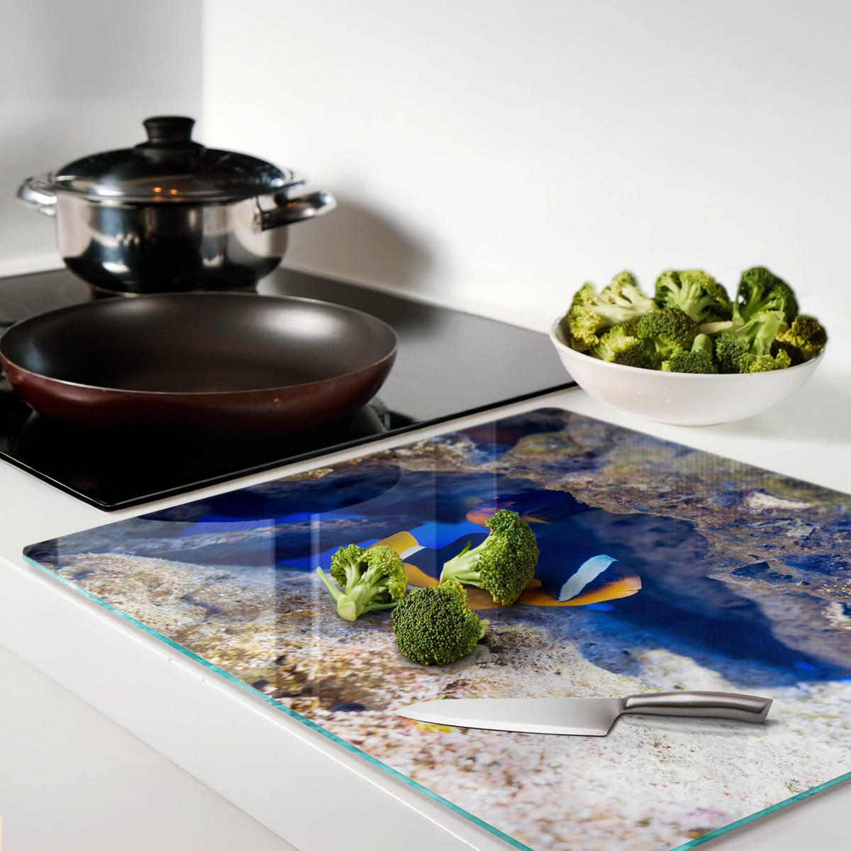 GLASPLATTE 60x52 cm Tropische Fische - Multicolor, Glas (60/52cm) - TULUP