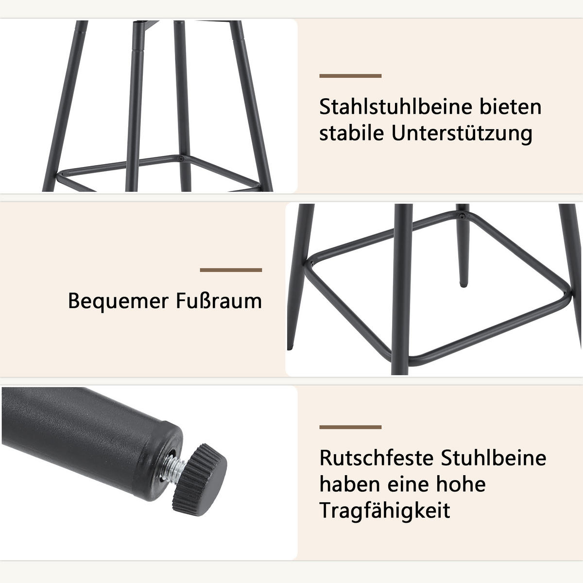 BARHOCKER DE-36667 2er Set mit PU-Bezug und Metallgestell Weiß - Weiß, Metall (39/96/39cm) - ComfortXL