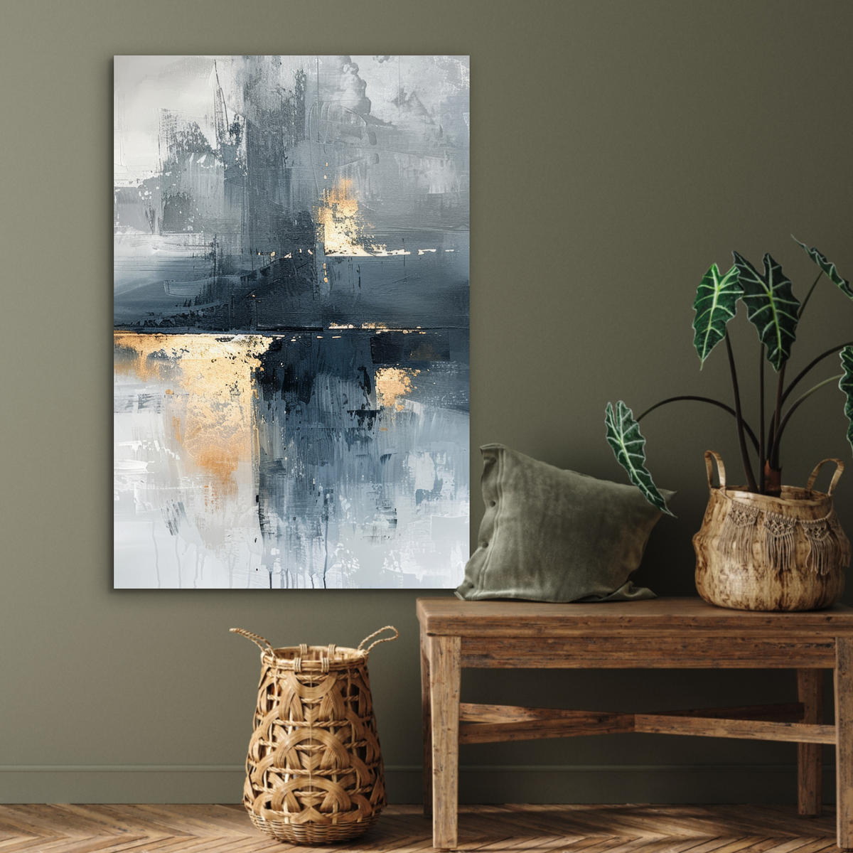METALLBILD Kunst - Grau - Gold - Abstrakt 60x90 cm - Dunkelgrau, Metall (60/90cm) - MuchoWow