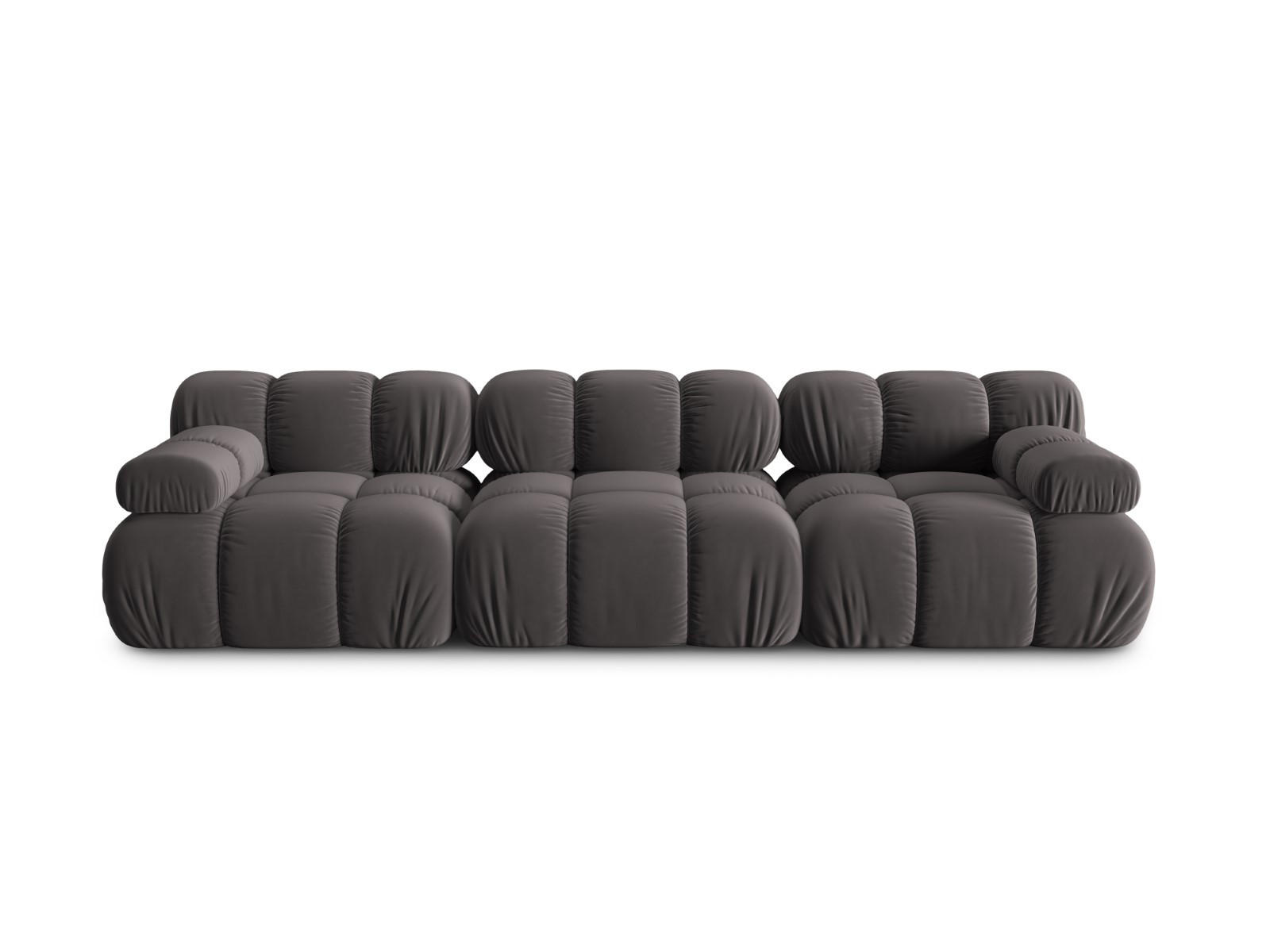 MODULARES-SOFA Bellis aus Samt dunkelgrau 3 Sitzplätze - Dunkelgrau, Textil (94/63/282cm) - Micadoni