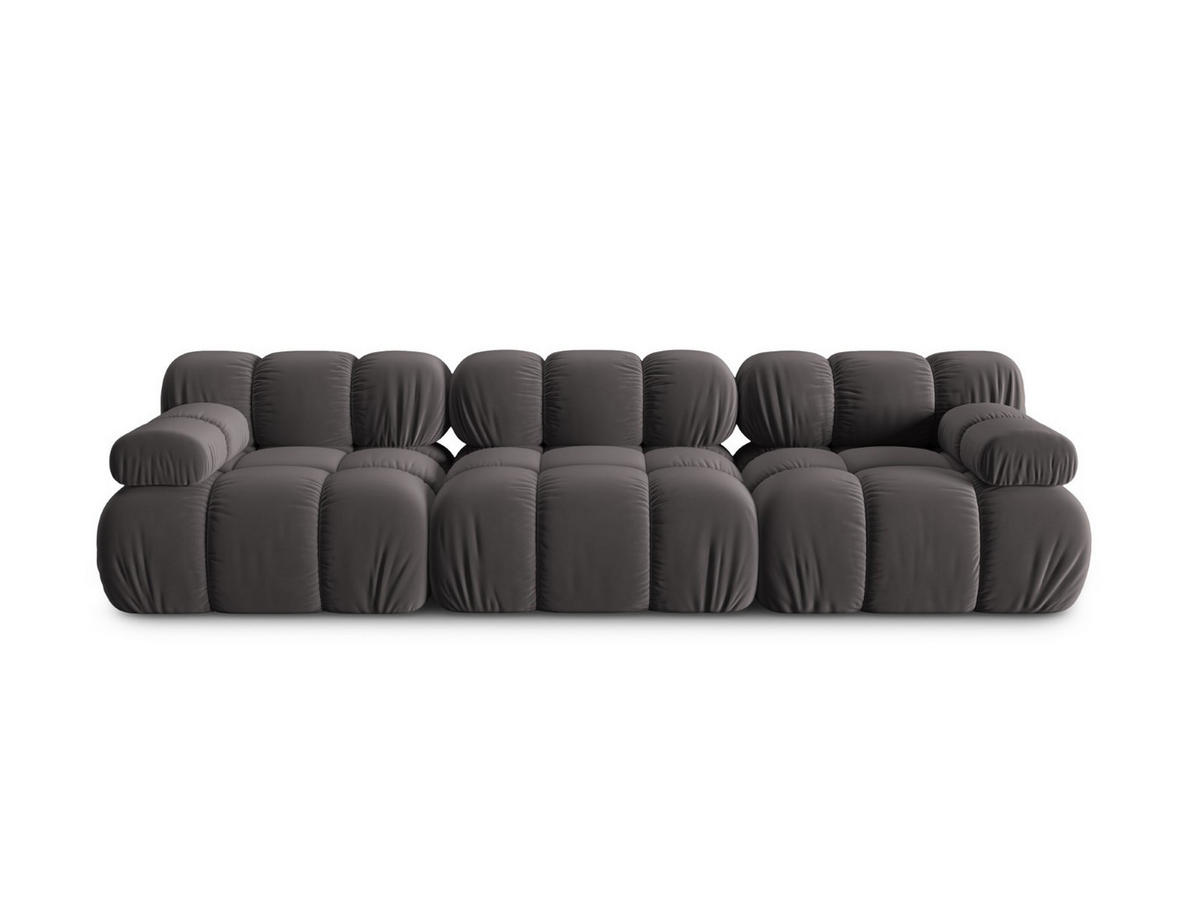 MODULARES-SOFA Bellis aus Samt dunkelgrau 3 Sitzplätze - Dunkelgrau, Textil (94/63/282cm) - Micadoni