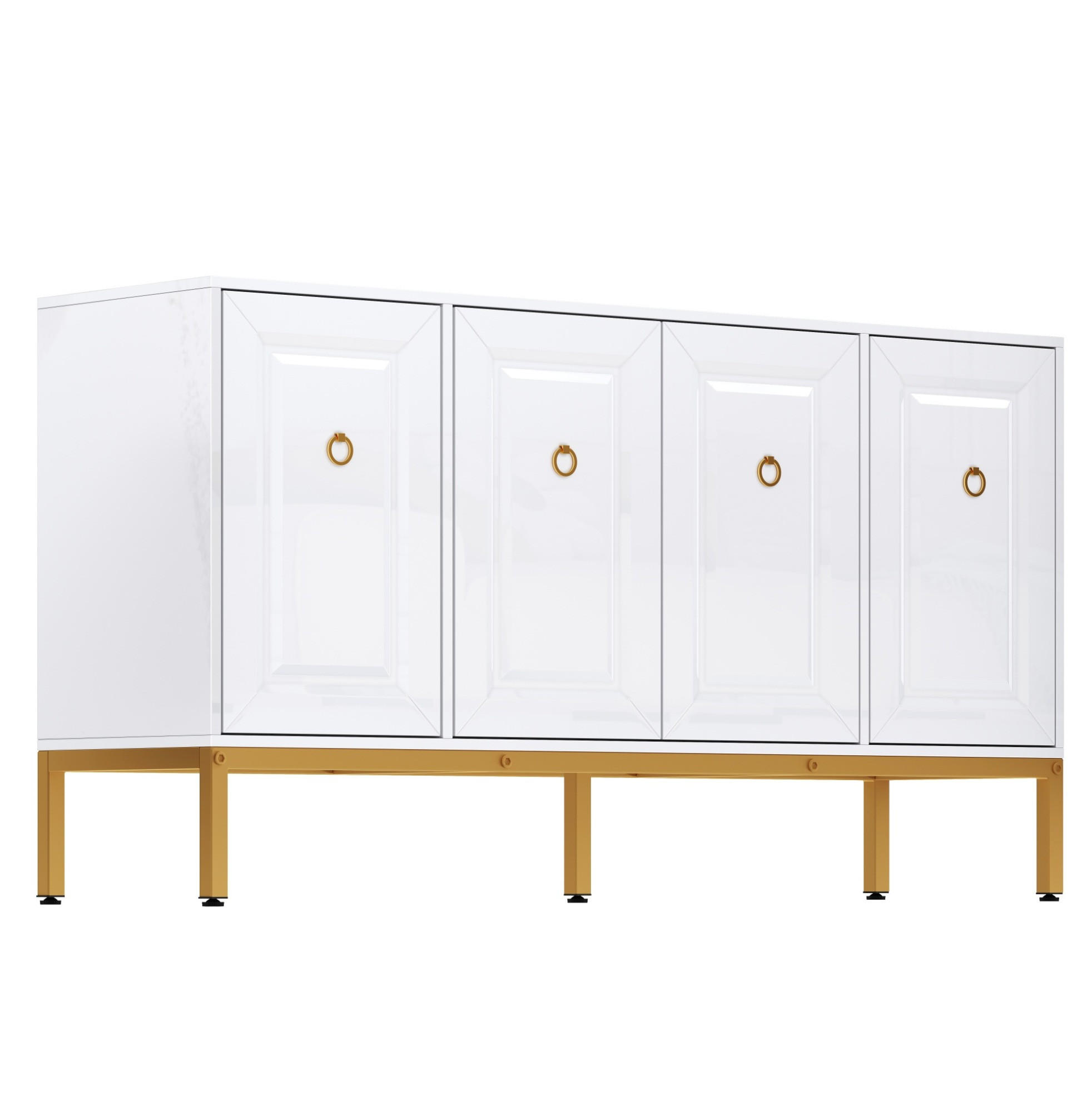 KOMMODE aus MDF&Spanplatte 140x40x80cm in Weiß mit Hochglanz - Weiß, Holzwerkstoff (140/80/40cm) - Modfu