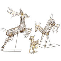 BELEUCHTETE Weihnachts-Rehe aus Metallgeflecht Braun 75.0/25.0/120.0cm - Braun, Metall (25/120/75cm)