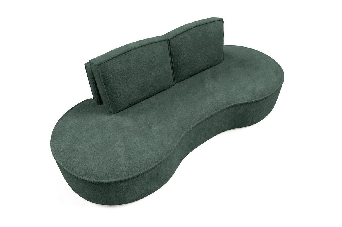 SOFA Flow Grün, mit Kissen in Abriamo Stoff - Dunkelgrün/Grün, Holzwerkstoff (234/88/101cm) - Bettso