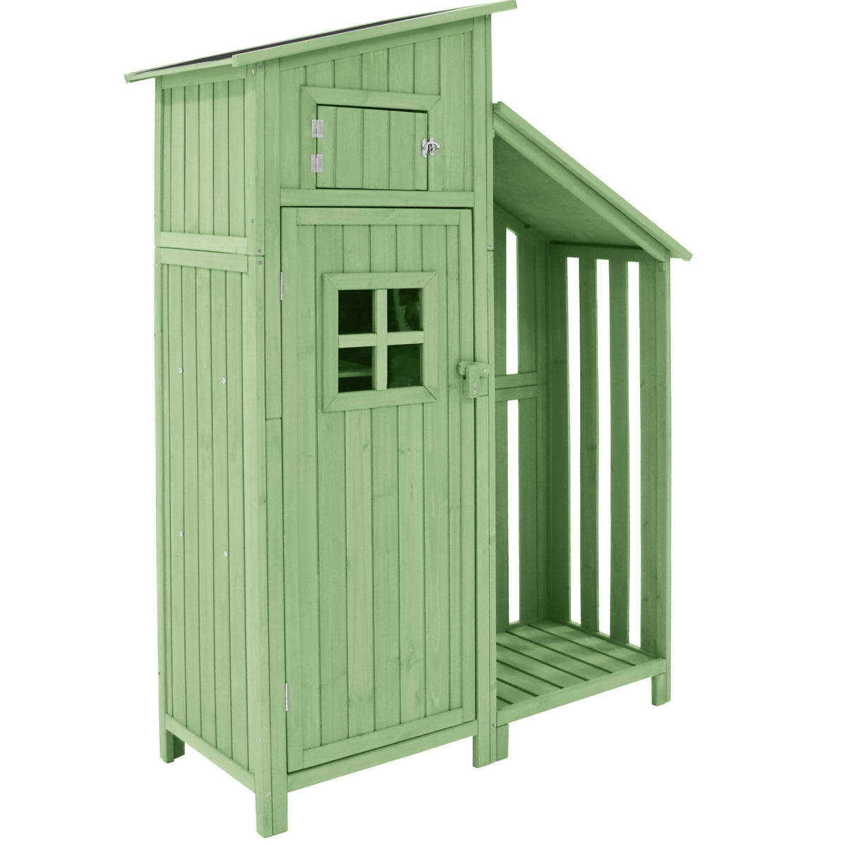 GARTENSCHRANK aus Massivholz 124x46x174cm Grün mit 2 Regalen - Grün, Holz (46/174/124cm) - Modfu
