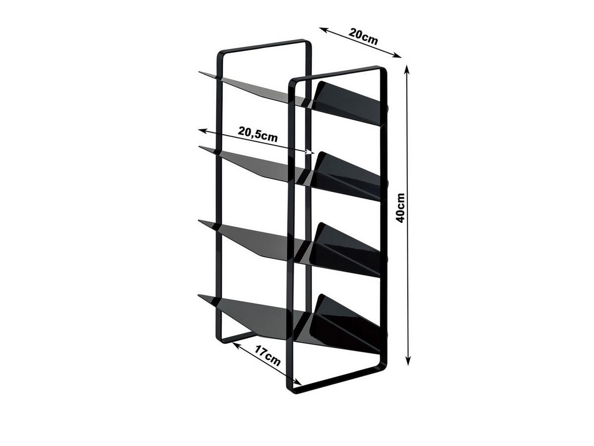 FLASCHENREGAL Tower schwarz 20/40/20 cm 4 Etagen - Schwarz, Metall (20/40/20cm) - Yamazaki
