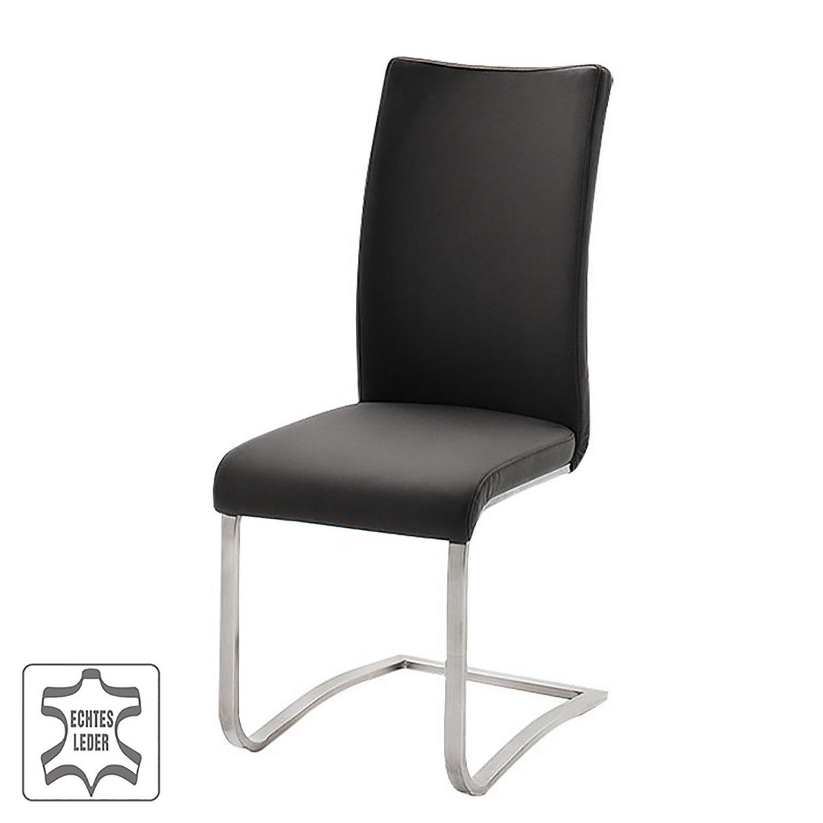 FREISCHWINGER - Edelstahlfarben/Schwarz, Leder/Metall (43/103/52cm) - home24