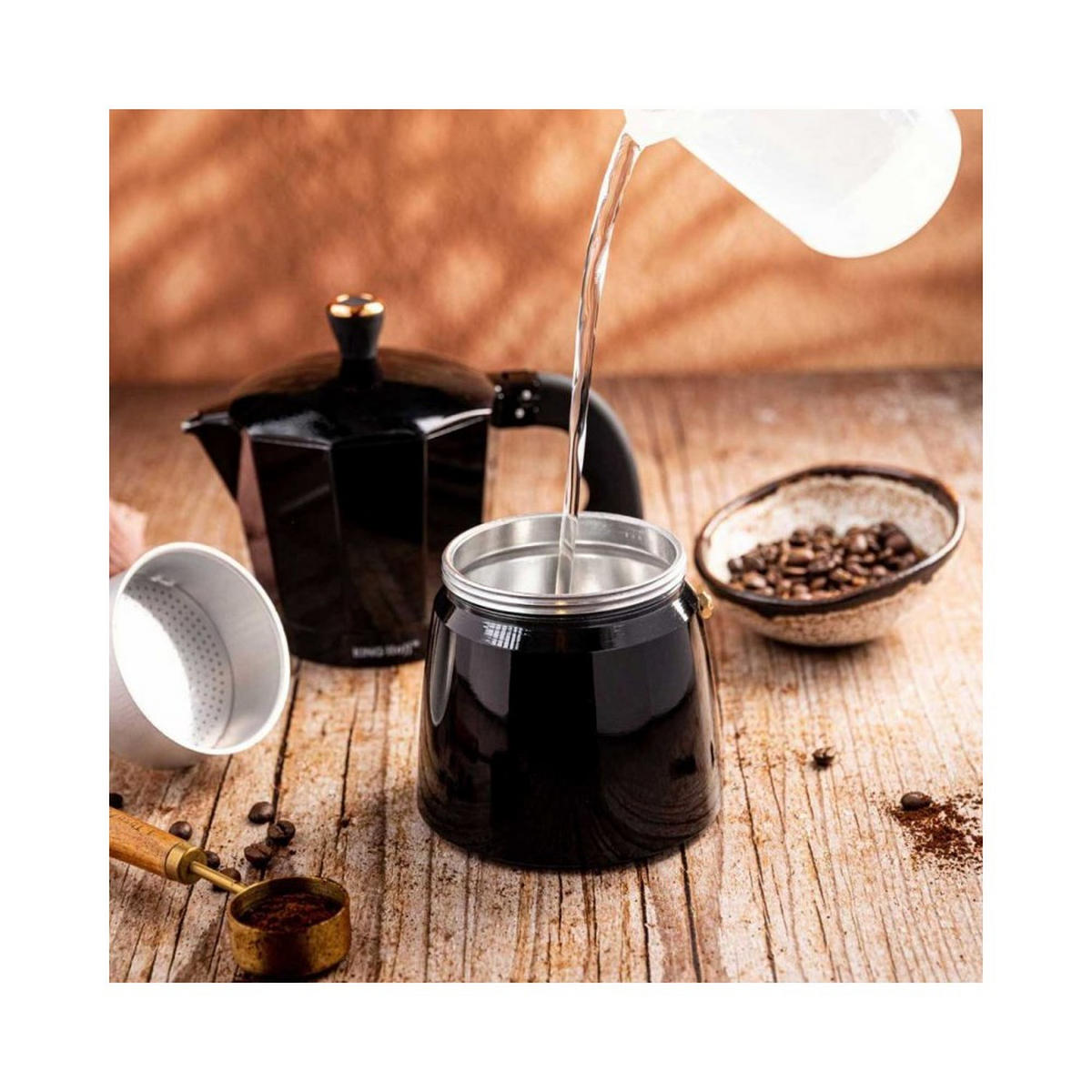 ESPRESSOKOCHER Schwarz 11/18.5/22 cm KH1884 - Schwarz, Metall (18.5/22/11cm) - Kinghoff 