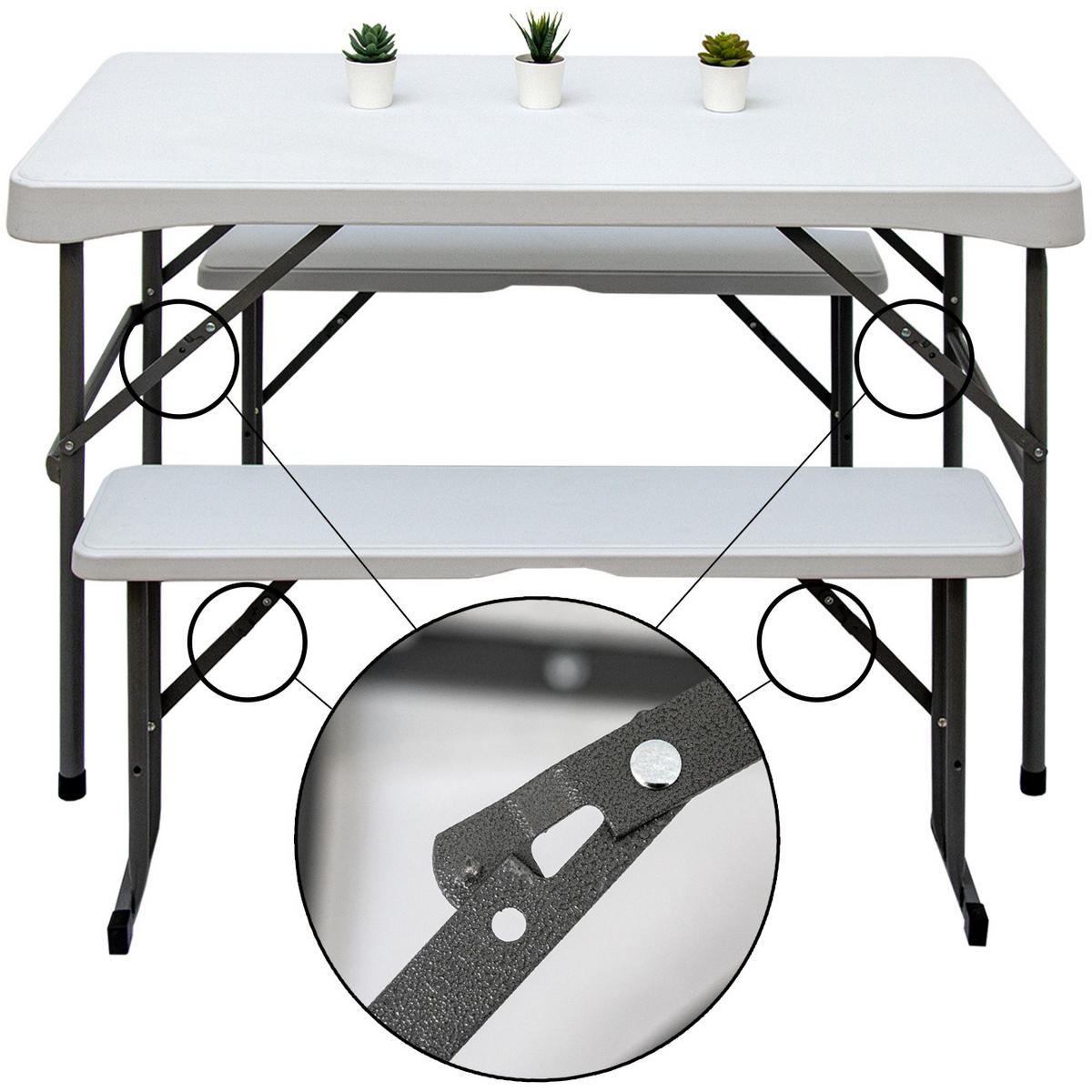 BIERZELTGARNITUR für 4 Personen, 112/61cm, Weiß - Weiß, Kunststoff - Amanka