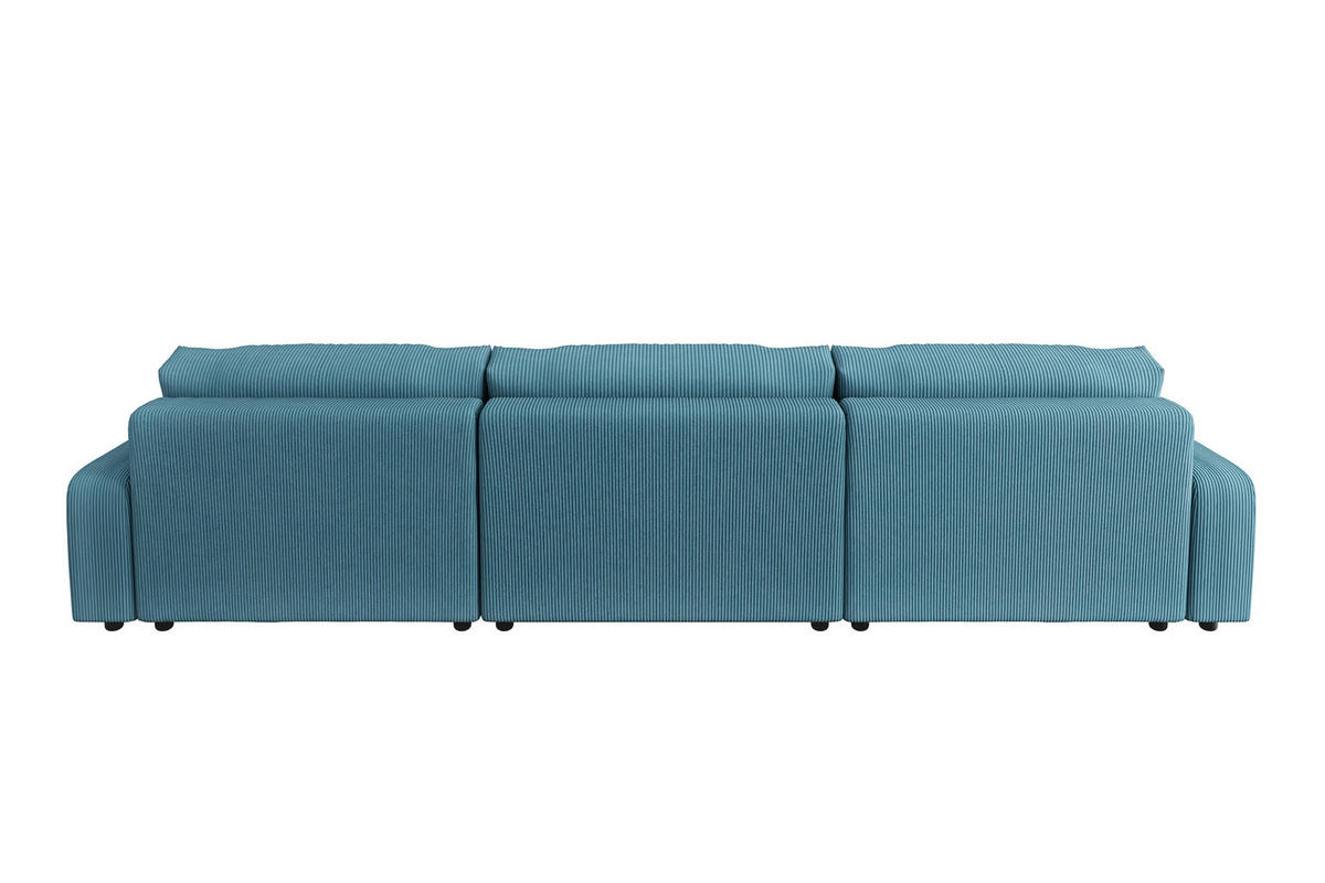 WOHNLANDSCHAFT Emma Türkis Cord - Türkis/Schwarz, Holz/Kunststoff (332/170cm) - S-Style Möbel