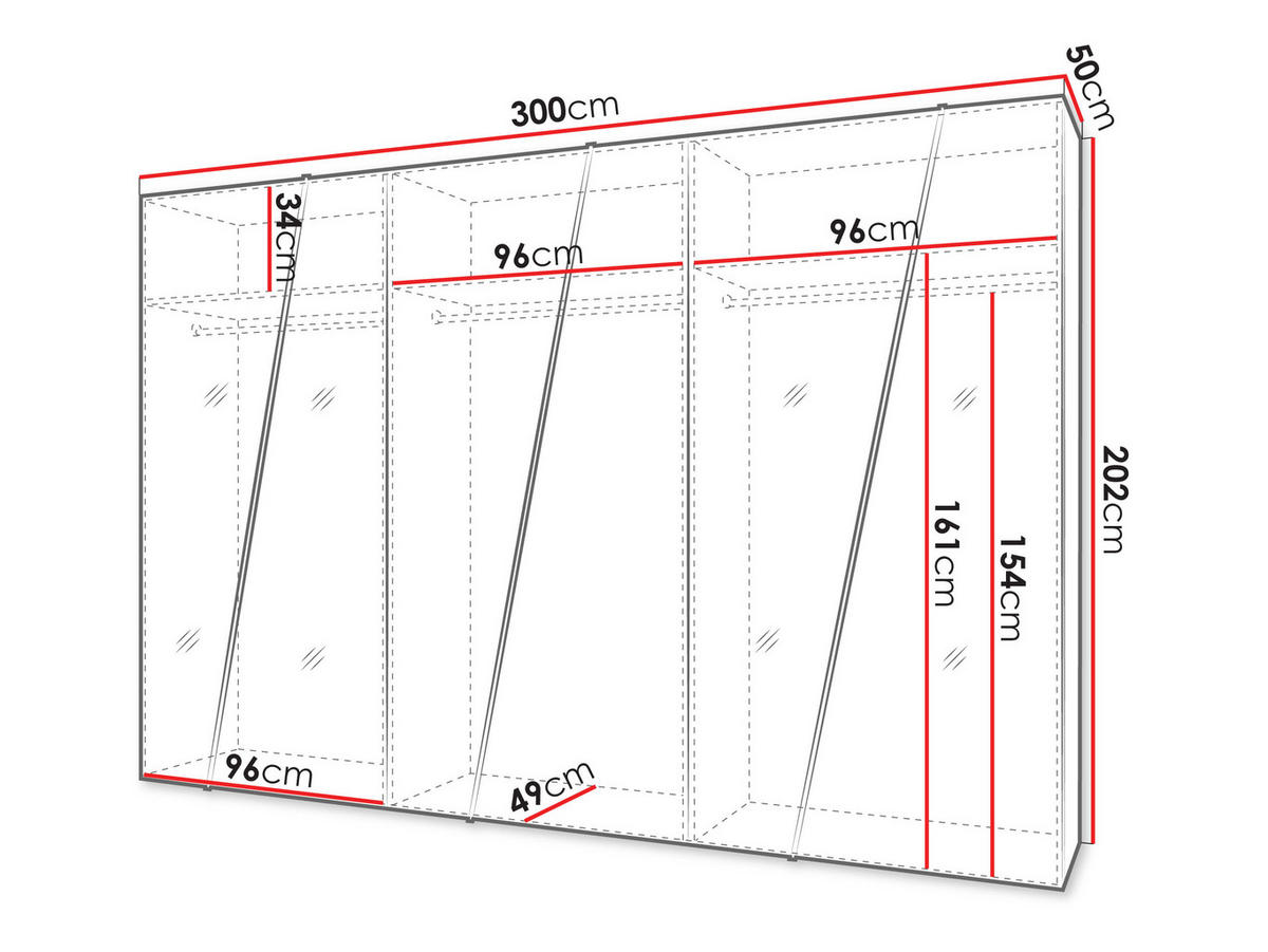 DREHTÜRENSCHRANK Zen 4L 300 cm - Kaschmir/Schwarz, Holzwerkstoff/Kunststoff (300/202/50cm) - MIRJAN24