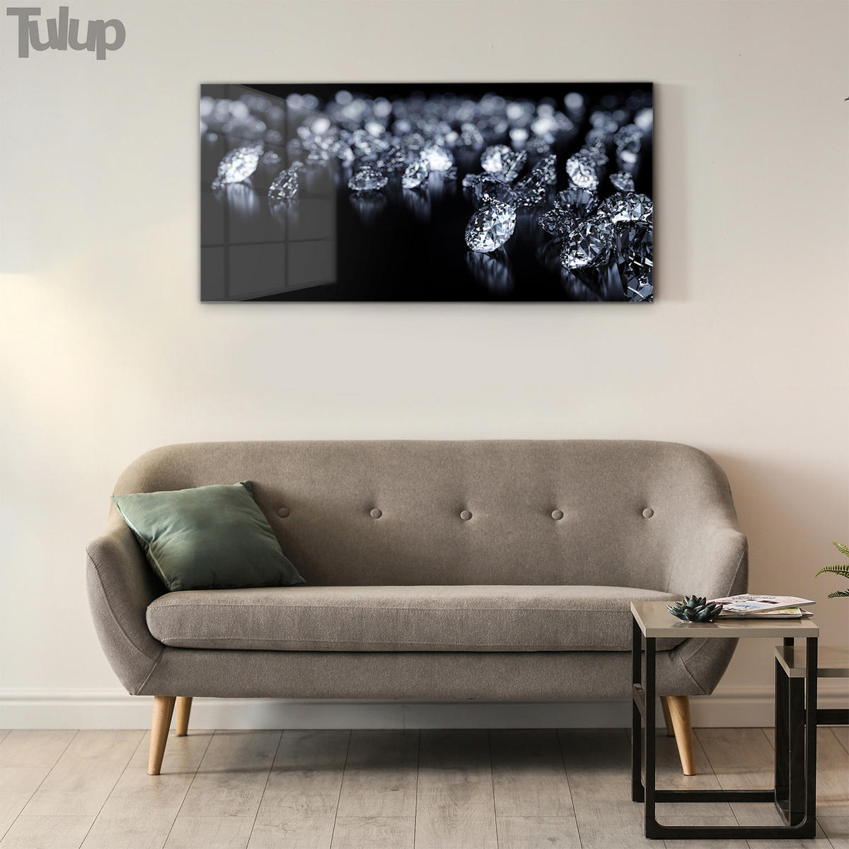 GLASBILD 120x60 cm Edelsteine - Schwarz, Glas (120/60cm) - TULUP