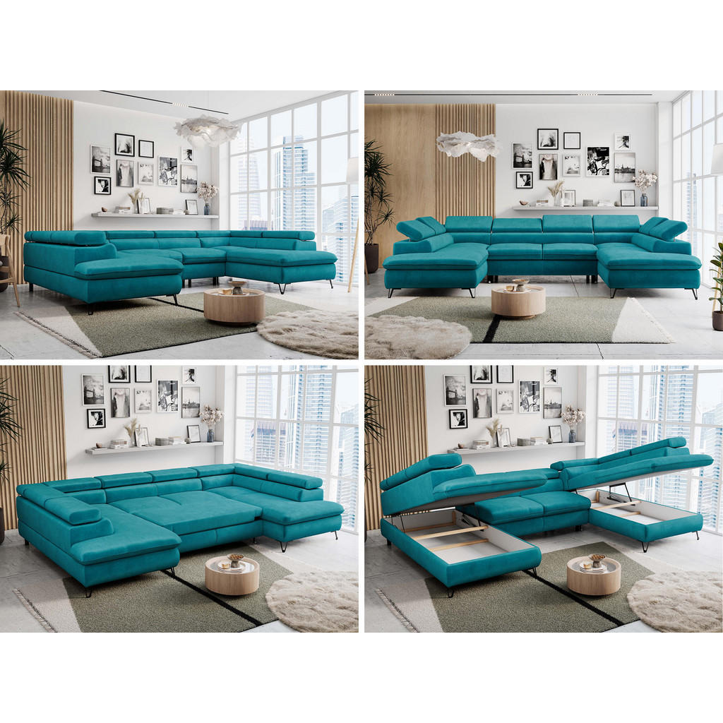 Thumbnail - MKS Wohnlandschaft, Dunkelblau, Textil, 6-Sitzer, U-Form, 346x76x208 cm, Wohnzimmer, Sofas & Couches, Wohnlandschaften, ...